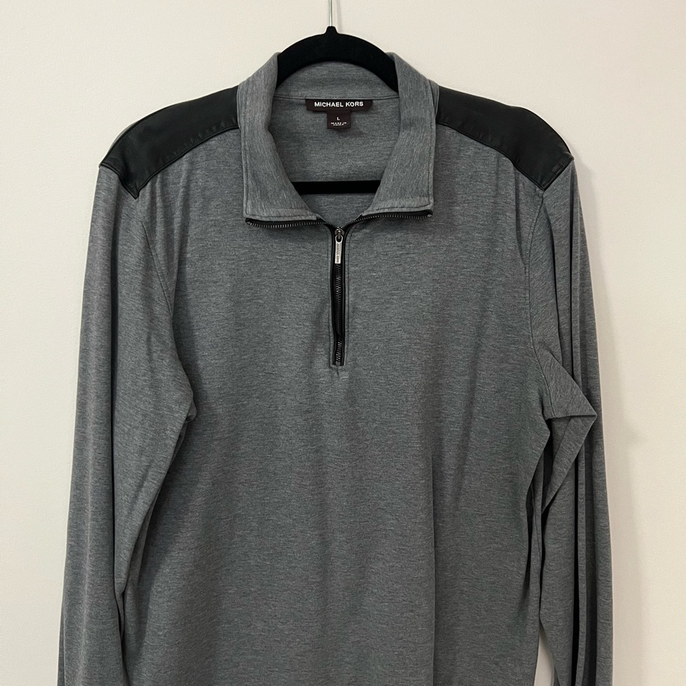 Michael Kors Heather Gray Zip-Up Sweater